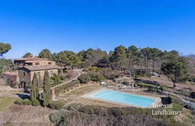 Landhaus kaufen Gaiole in Chianti, Toskana, RIF 3041 Pool und Gebäude