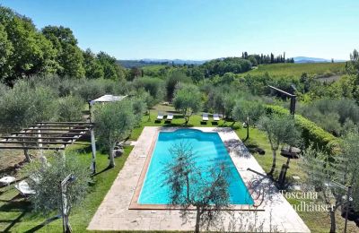 Landhaus kaufen Chianciano Terme, Toskana, RIF 3061 Vogelperspektive Pool